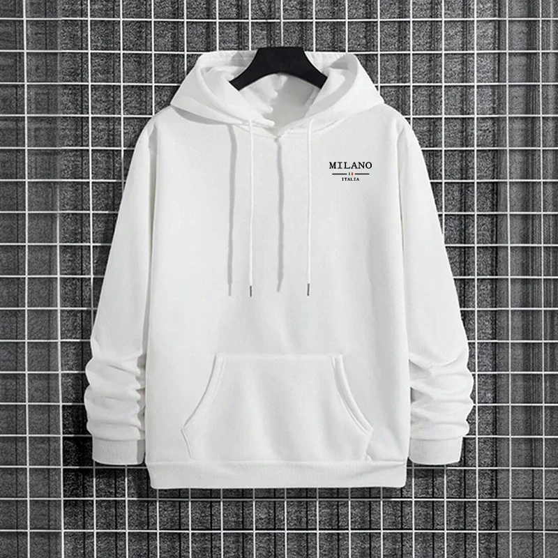 Sweat à capuche homme de haute qualité, manches longues, couleur unie, style urbain décontracté, vêtements de sport tendance, imprimé Italie