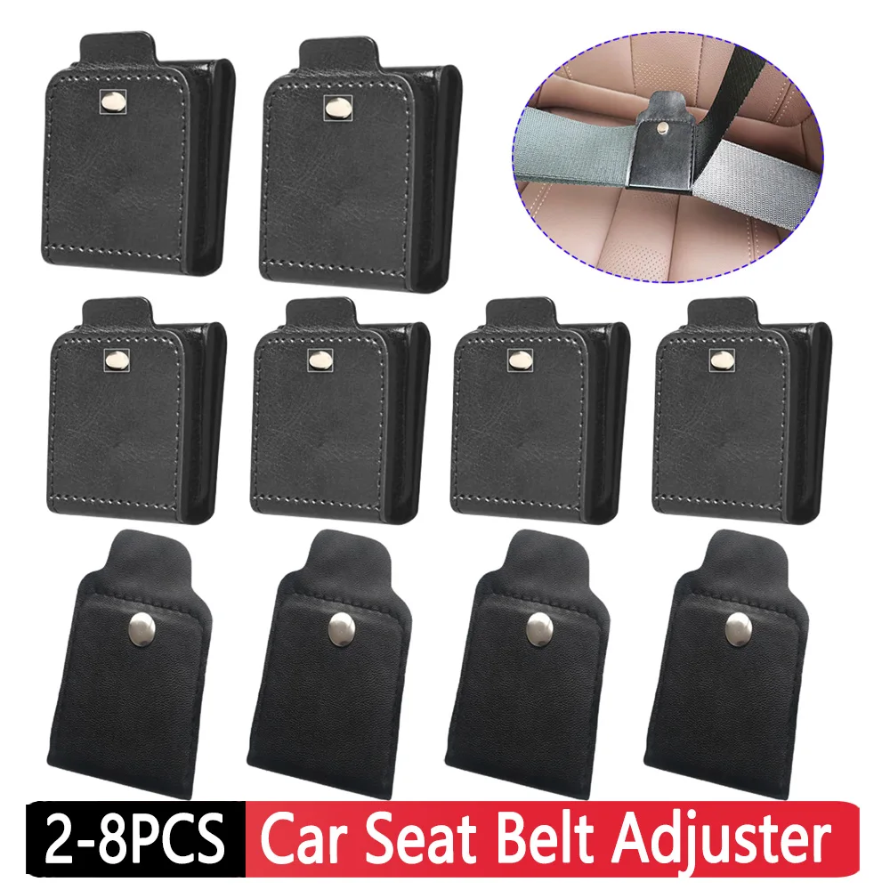 2-8Pcs Locking Clip Shoulder Belt Protector Soft Safety Belt Clip Leather Car Seat Belt Adjuster for Adults Kids Children