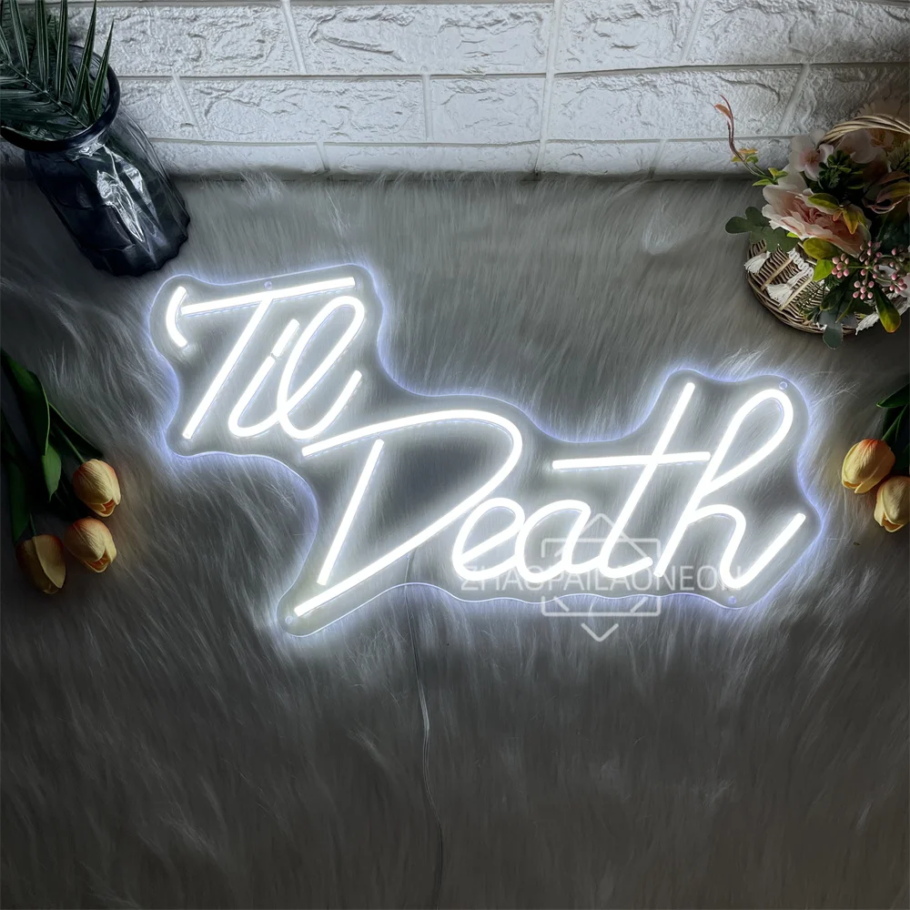 

Светодиодная неоновая вывеска Til Death, свадебные неоновые огни, украшение для спальни, настенная подвесная комната, светодиодные неоновые огни для вечеринки, дня рождения, бара, декора, вывеска
