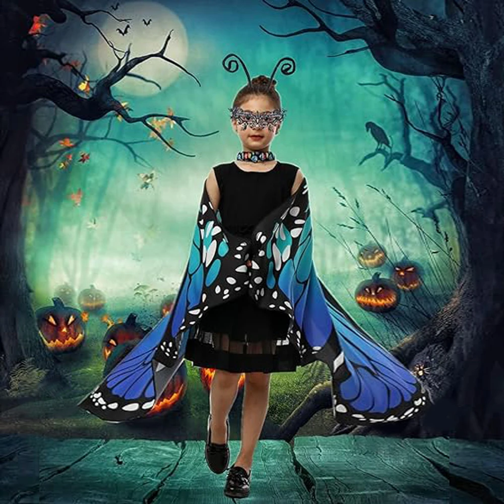 Rainbow Fairy Butterfly Wings Costume for Kids Fairy Monarch Butterfly Wings Costumes for Girls with Masks and Hairbands