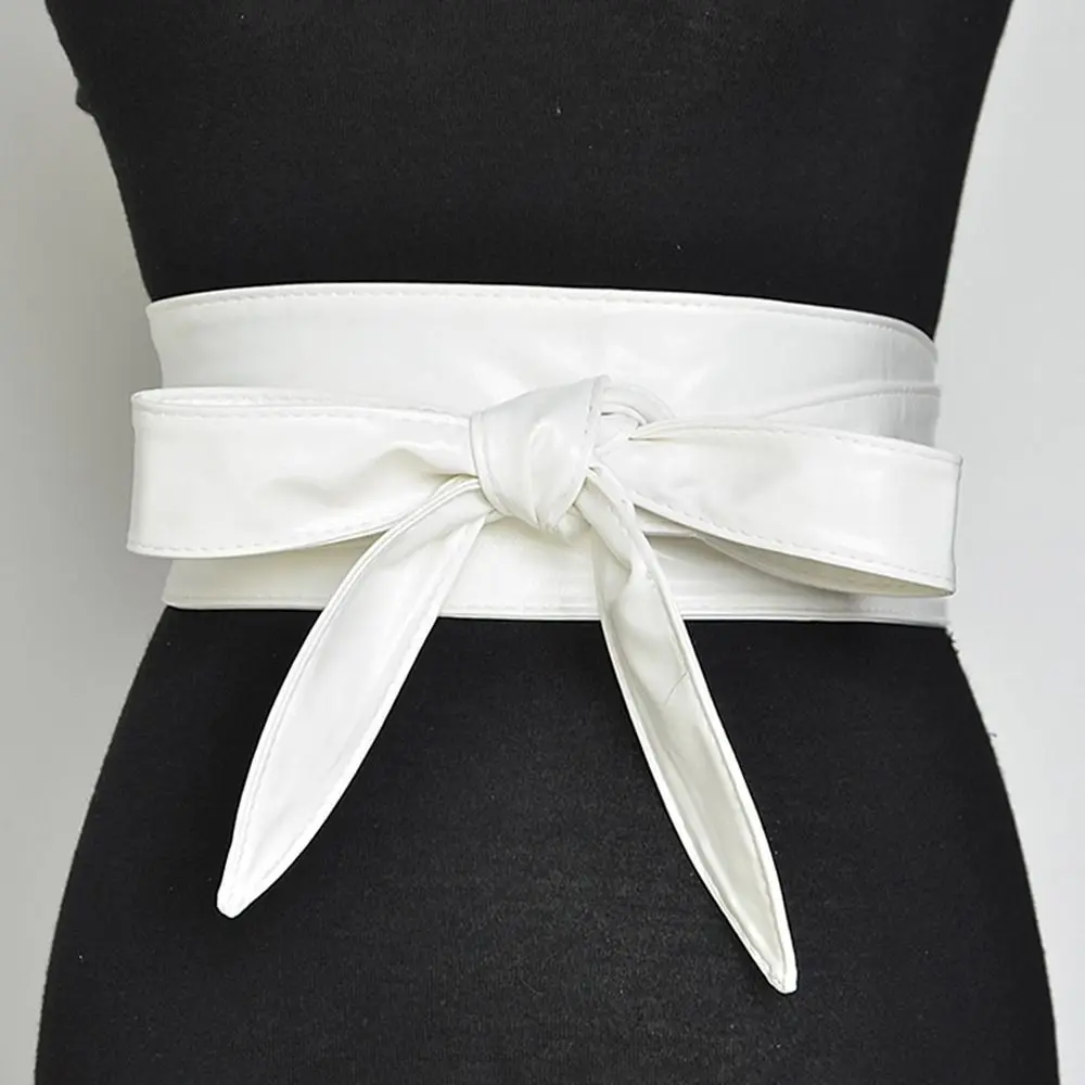 Fashion Simple Wrap Slim Fit Corset Waistband Ladies Dress Cummerbands Wide Waist Band Bowknot Leather Belt