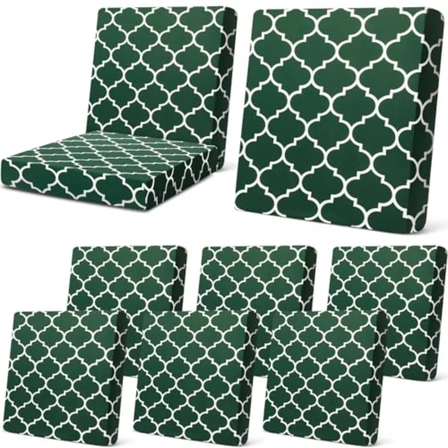 

8 Pcs Patio Stretch Sofa Cushion Covers Stripe Outdoor Cushion Covers Replacement Patio Furniture Couch Slipcovers Chair Seat S