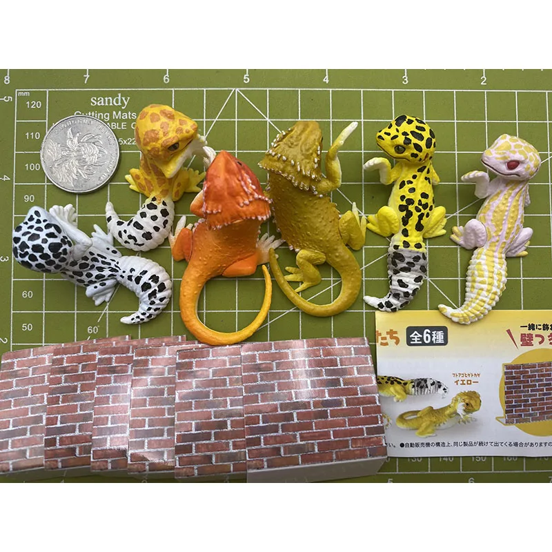 Peeping-figuras de acción de la serie Gecko, juguetes de Gashapon, Pogona, Vitticeps, leopardo, 6 tipos, modelo creativo, adorno de escritorio, Juguetes