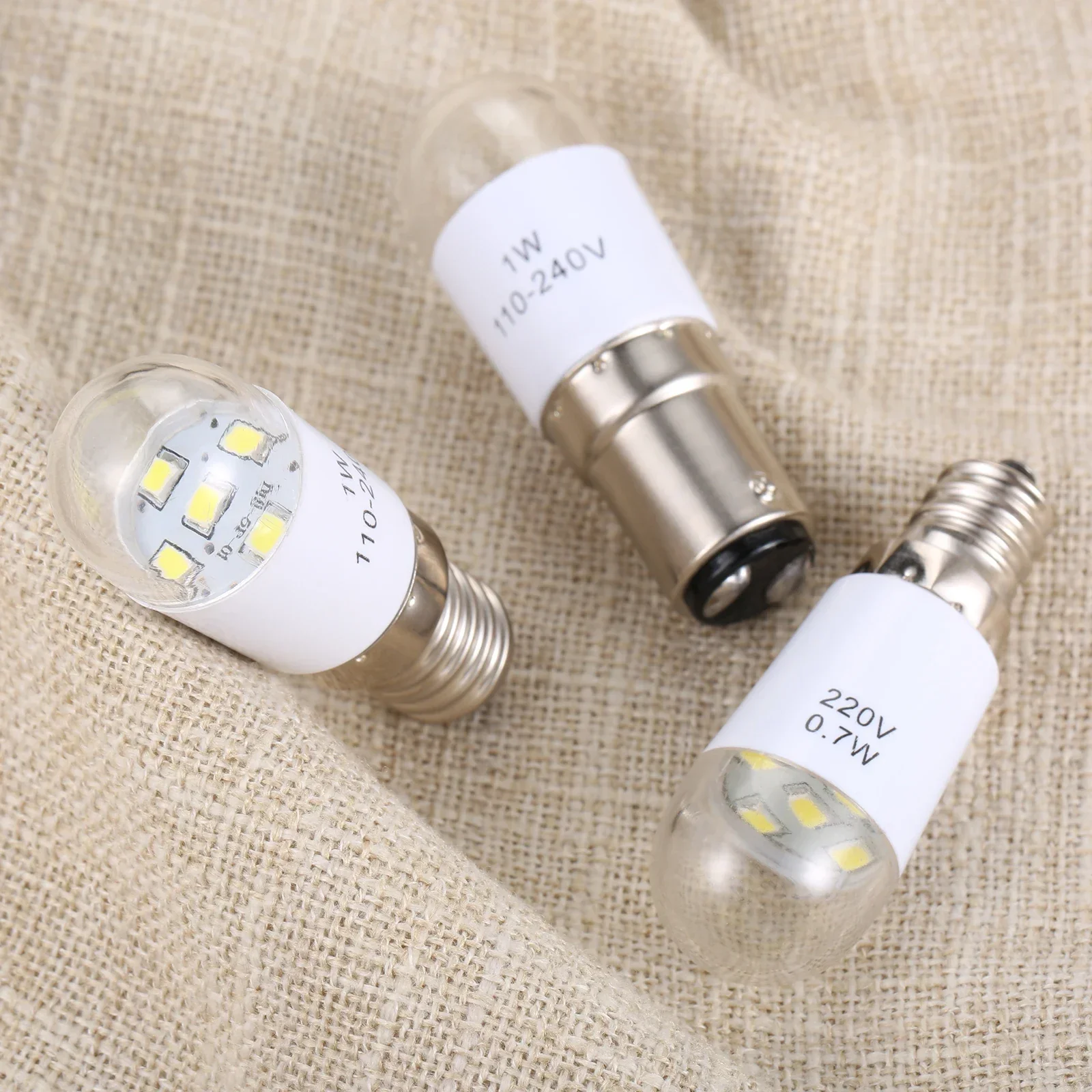 1pc Universal Household Sewing Machine Light LED Bulb BA15D/E14/E12 110-220V 0.7W/1W Illuminate Lamp Threaded /Plug-in Craft DIY