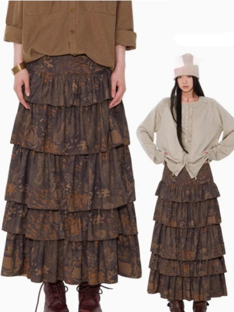 

Y2k Aesthetic Printing Vintage Skirts Womens Harajuku High Waist Ruffled Pleated Skirt Streetwear Autumn Grunge Gothic Faldas