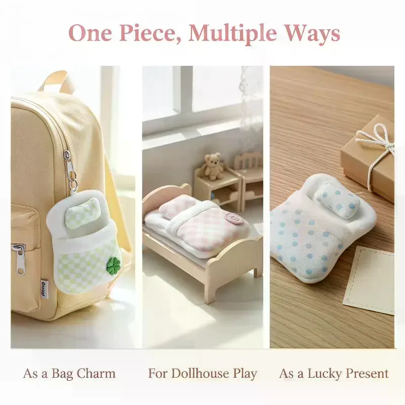 Cute Mini Fluffy Plush Doll Sleeping Bag Soft Doll Bed for Doll Room Decoration Furniture Doll Accessories