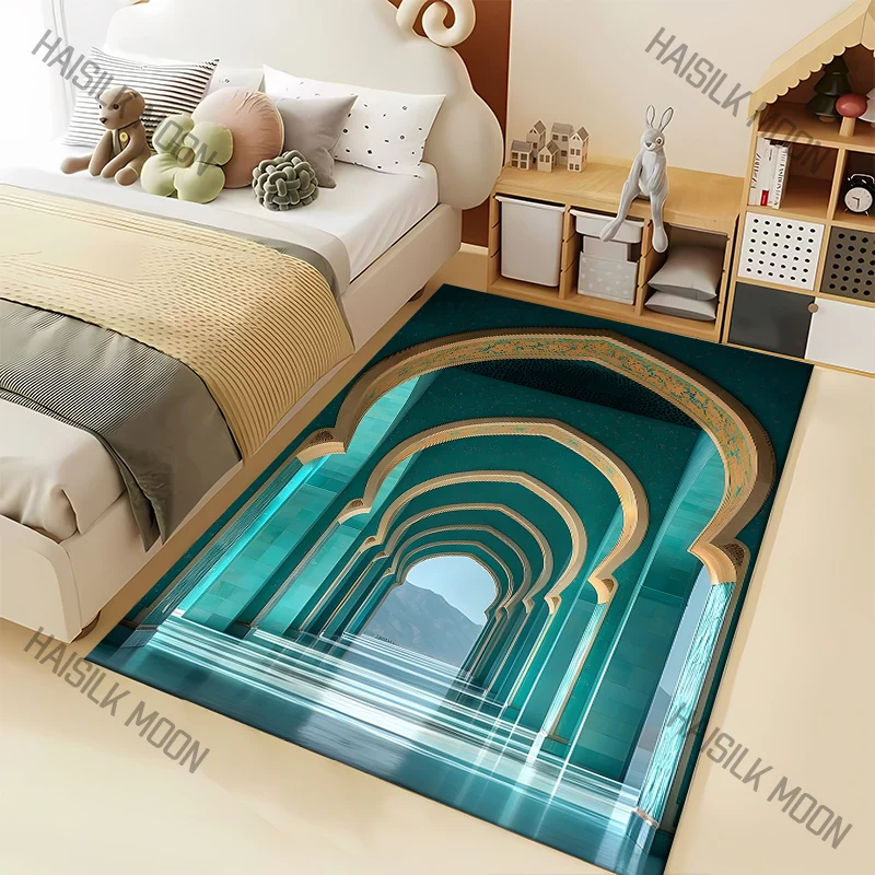 HD Palace Churches Temples Corridors Pattern Carpet for Living Room Bedroom Sofa Home Decor Non-slip Floor Mat Large Size