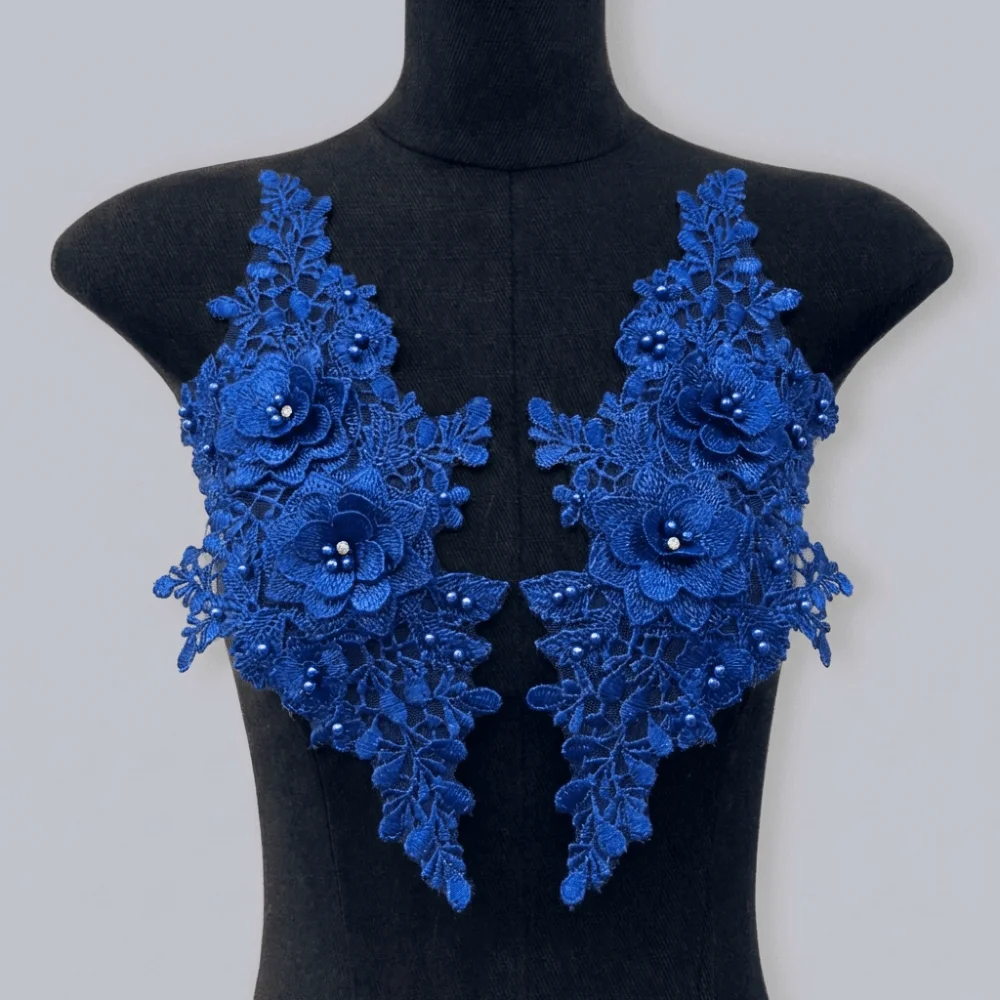Cutout 3D Bead Embroidery Patch Multicolor Lace Embroidery DIY Sewing Corsage Accessories 3D Rhinestone