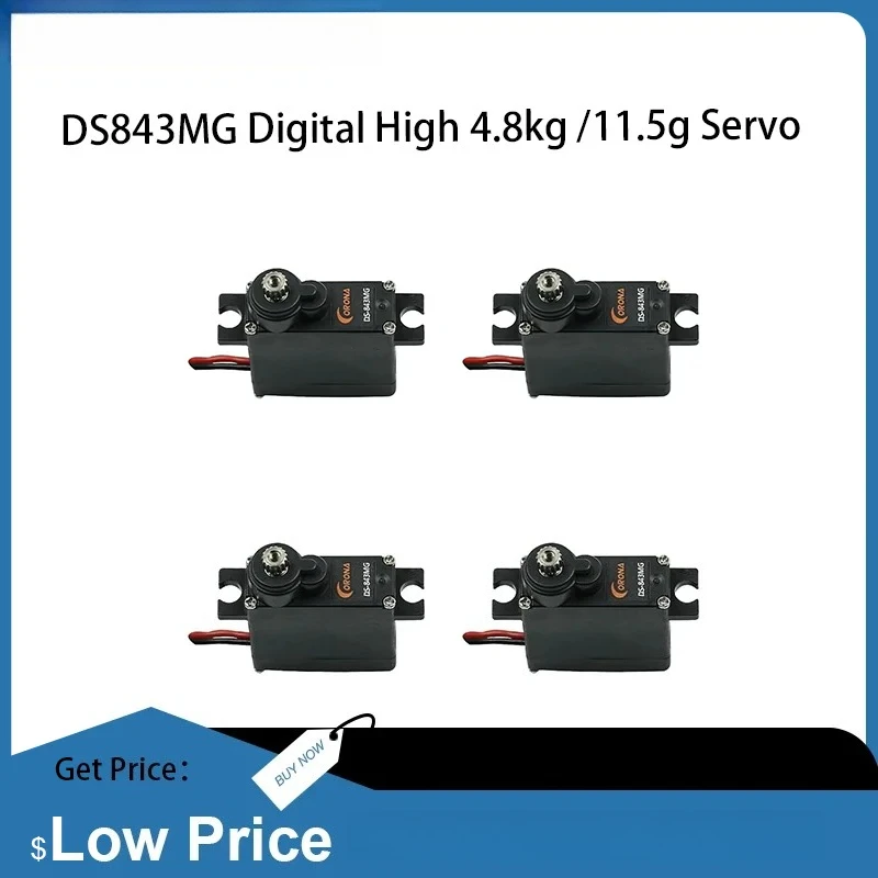 Novo 4 peças corona ds843mg digital de alto torque micro servo 4.8kg / 0.10sec / 11.5g rc avião de ar acessórios para barco e carro