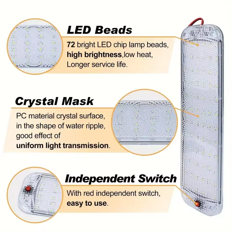 2PCS Car Interior Light 12V 24V RVs Reading Light Strip High Bright LED Car Interior Light For Camper Bus Boat Truck Roof Light