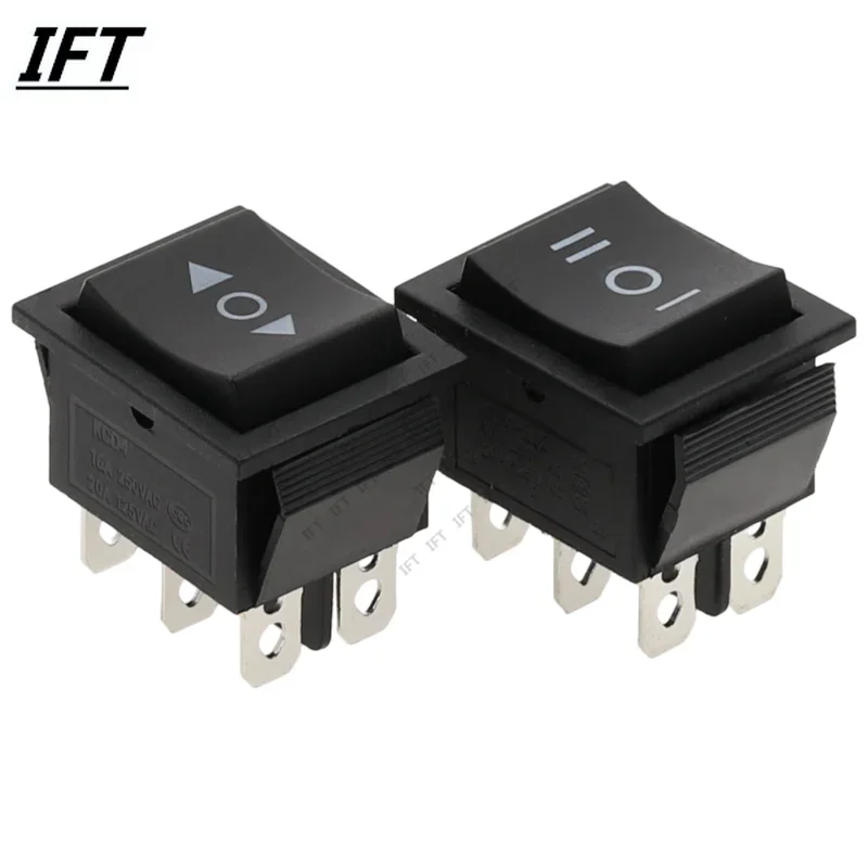 1PCS KCD4 Black Rocker Switch Power Switchs ON-OFF-ON 2/3 Position 4/6 Pins The arrow is Reset/Latch 16A 250VAC/ 20A 125VAC