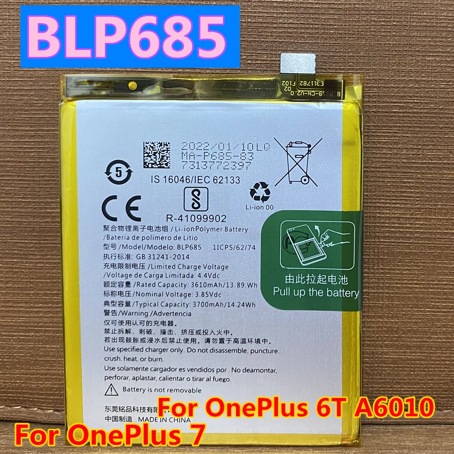 Original BLP685 BLP637 BLP829 BLP827 BLP801 BLP899 for OnePlus 2 3 3T 5 5T A5010 A6010 6 6T 7 7T 8 8T 9 9R 10 Pro Plus Battery