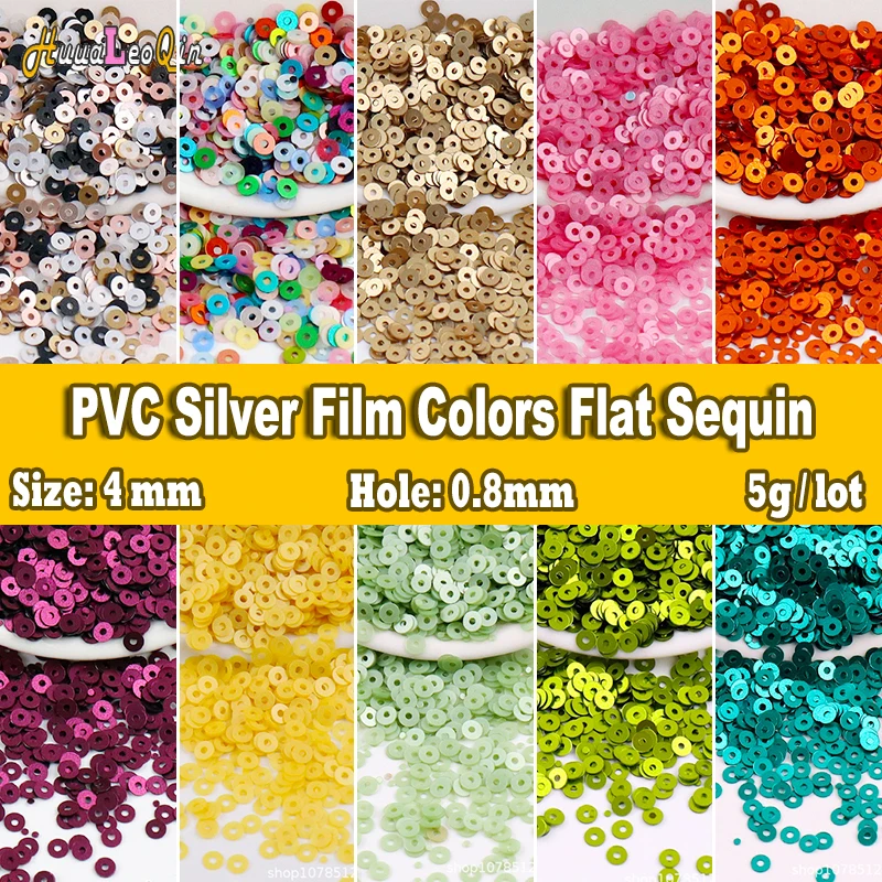 1000pcs/5g 4mm Silver Film Sequins Flat Round PVC Loose Sequin Paillettes for Needlework Jewelry Making DIY Crafts Sewing