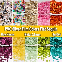 1000pcs/5g 4mm Silver Film Sequins Flat Round PVC Loose Sequin Paillettes for Needlework Jewelry Making DIY Crafts Sewing