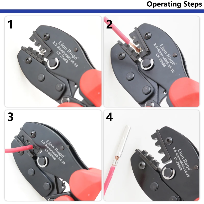 Solar photovoltaic tool MC4 terminal crimping pliers LY-2546B solar panel waterproof connector tool pliers 2.5/4/6mm ² 14-10AWG