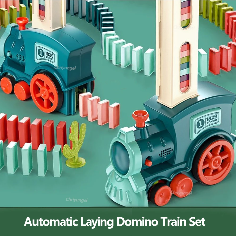 Automatische Domino Trein Auto Elektrische Domino Blokken Legmachine STEM Educatief Speelgoed Verjaardagscadeau voor Kinderen Jongen Meisje