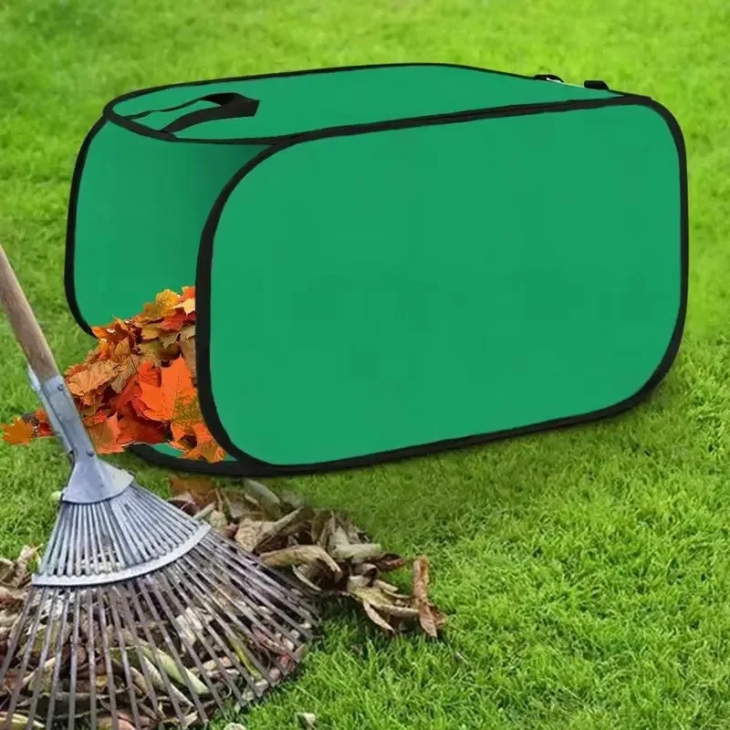 Large Leaf Collector Dustpan Bag Reusable Foldable Pouch with Handle Garden Yard Waste Trash Pick Up Cleaning Tool