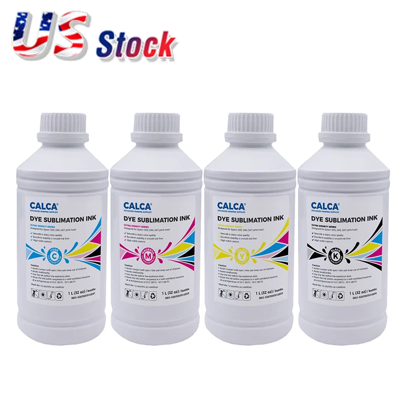 

US stock CALCA Ultra Density Series Dye Sublimation Inks 1L CMYK 4 Color for DX4/DX5/DX6/DX7/I3200/S3200/4720/5113 Printheads