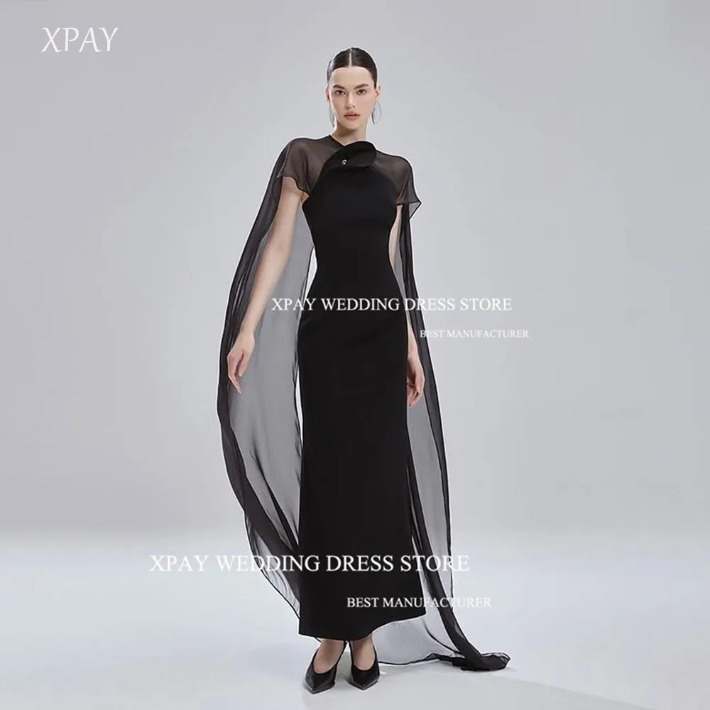 

XPAY Modern Advanced Black Mermaid Korea Evening Dresses Organza Cloak Floor-Length Lady Outfit Formal Gown Customized 2025