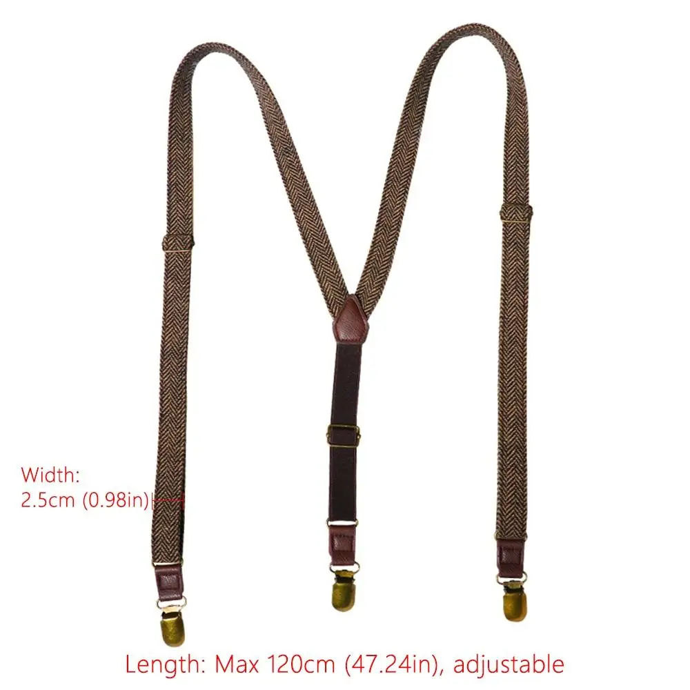Retro Design British Style Suspenders with 4 Clips
