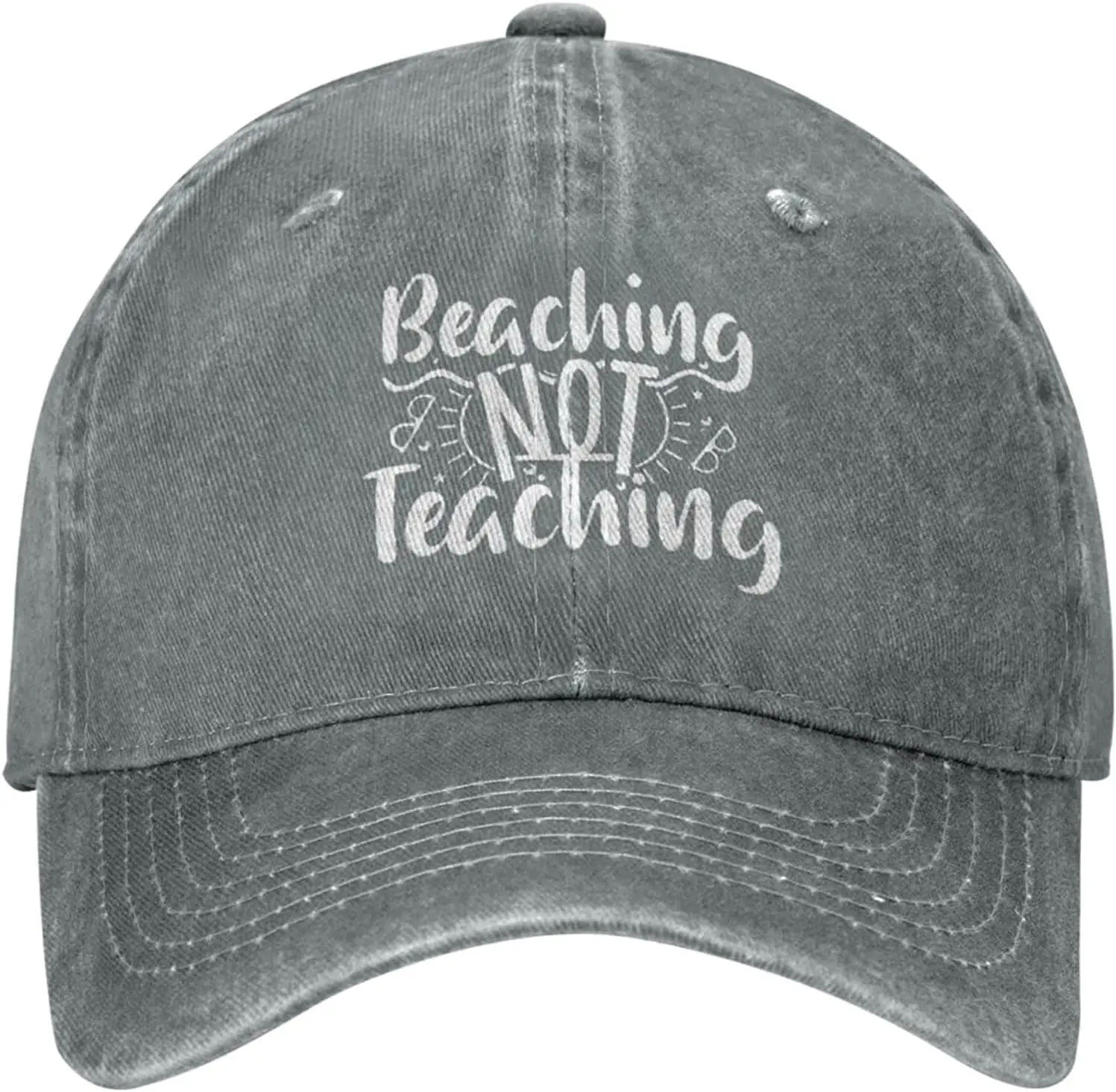 Beaching Not Teaching Hat Funny Gifts for Men Women Adjustable Vintage Denim Dad Baseball Cap