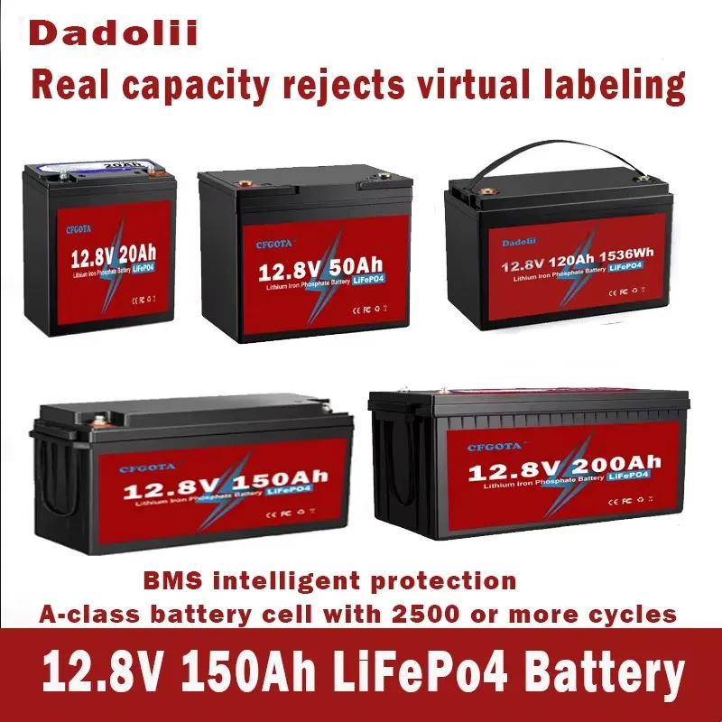 12V 200Ah 12V 120Ah LiFePO4 Battery Lithium Iron Phosphate Battery Built-in BMS for Solar Power System RV House Trolling Motor