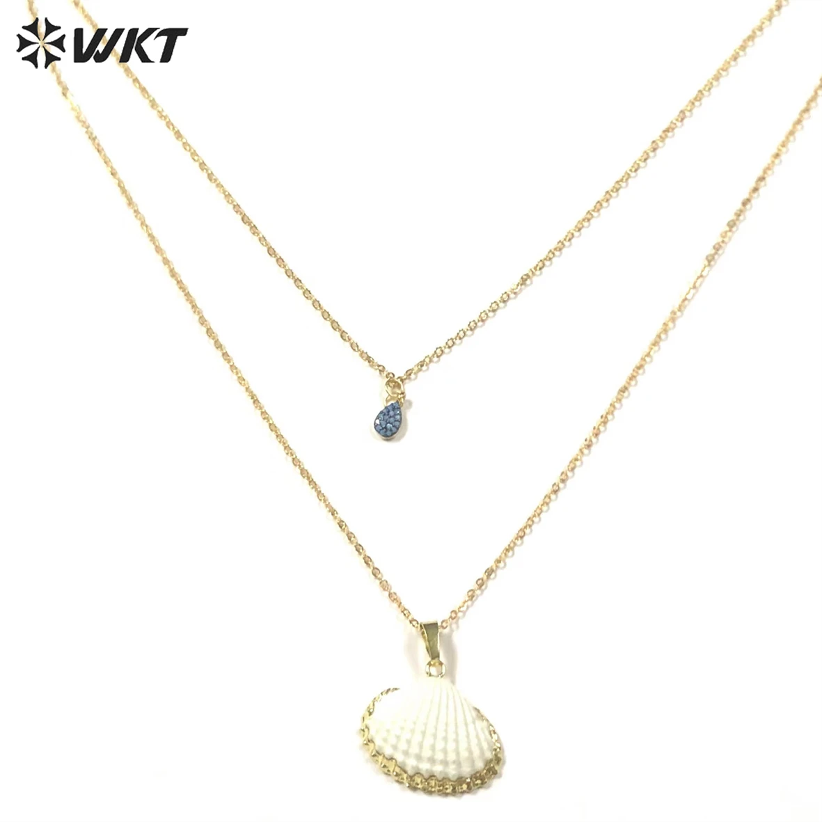 

WT-JN174 WKT fashion Necklace for women Shell and CZ girl party lovely style Jewelry in hot sale natural stone Necklaces