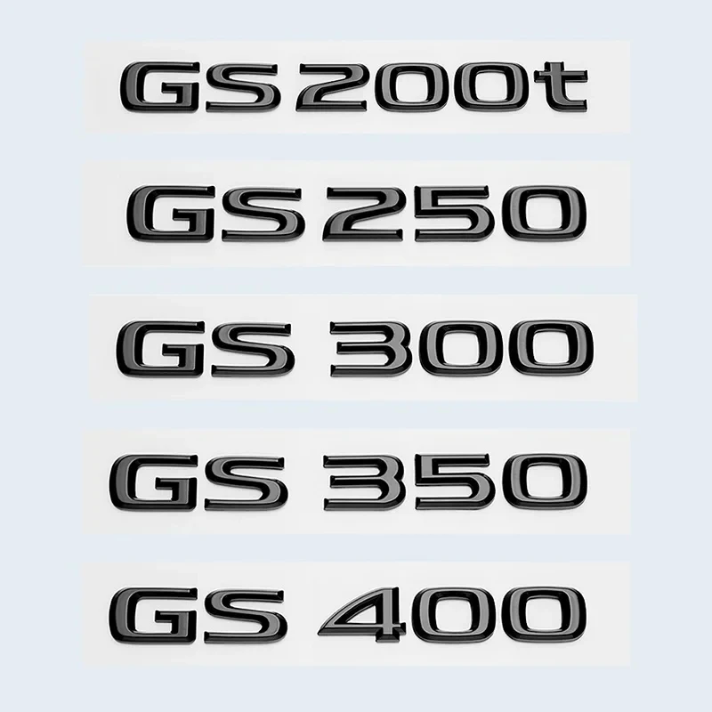 3D Glossy Black ABS For Lexus GS200t GS250 GS300 GS350 GS430 GS460 GS450h HYBRID Rear Trunk Logo Emblem Retrofit Upgrade Letter