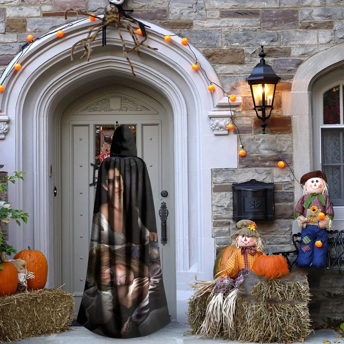 Jareth ملك العفاريت الوقاية في متاهة طويلة مقنعين عباءة الساحرة القرون الوسطى زي تأثيري كيب هالوين مصاص دماء الكبار