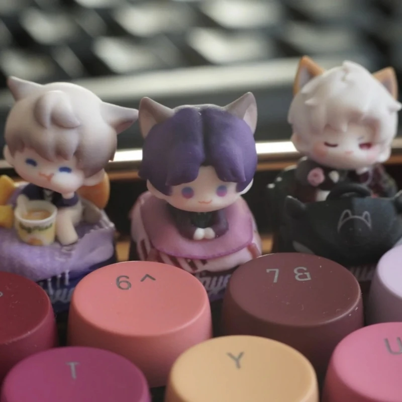 Love And Deepspace Cat Keycaps Rafayel Sylus Xavier Cute Resin Keycaps Keyboard Game Peripheral Figure Model Fans Decor Gifts