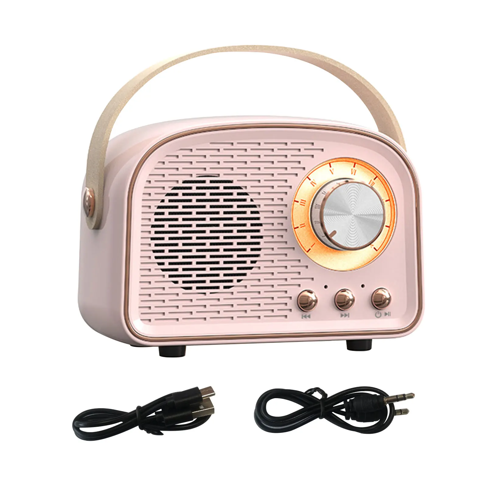 Plastic With Handle Old Fashion Retro Bluetooth-compatible 5.0 Speaker Wireless Music Player Portable Mini Vintage Speaker