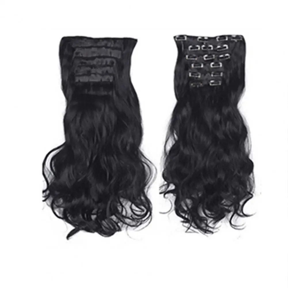 Curly Hair Extensions Women Long Wavy Synthetic Full Head Clip Ombre Heat Resistant Fiber Hairpieces Natural Wavy Hair Wig Clip