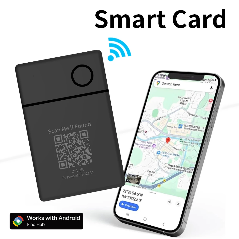QR Code Wireless Charging Long-Distance Tracker For Android Google Find Hub Keys Card-Style Smart Tag For Xiaomi Pixel Vivo GMS