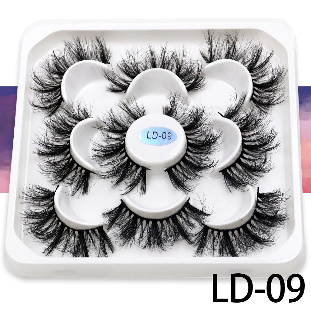 Korea 5 Paare 25mm Nerz Wimpern einzelne natürliche flauschige falsche Wimpern dichte Verlängerung Nerz Wimpern Großhandel Make-up Toole – Detail 25