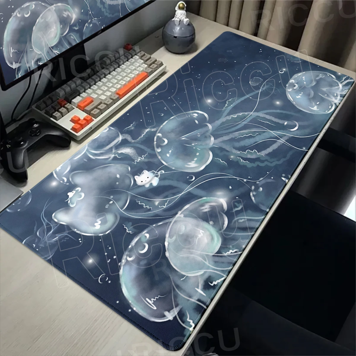 Anime Jellyfish Pattern Large Mouse Pad Cat Desk Mat Gaming 
