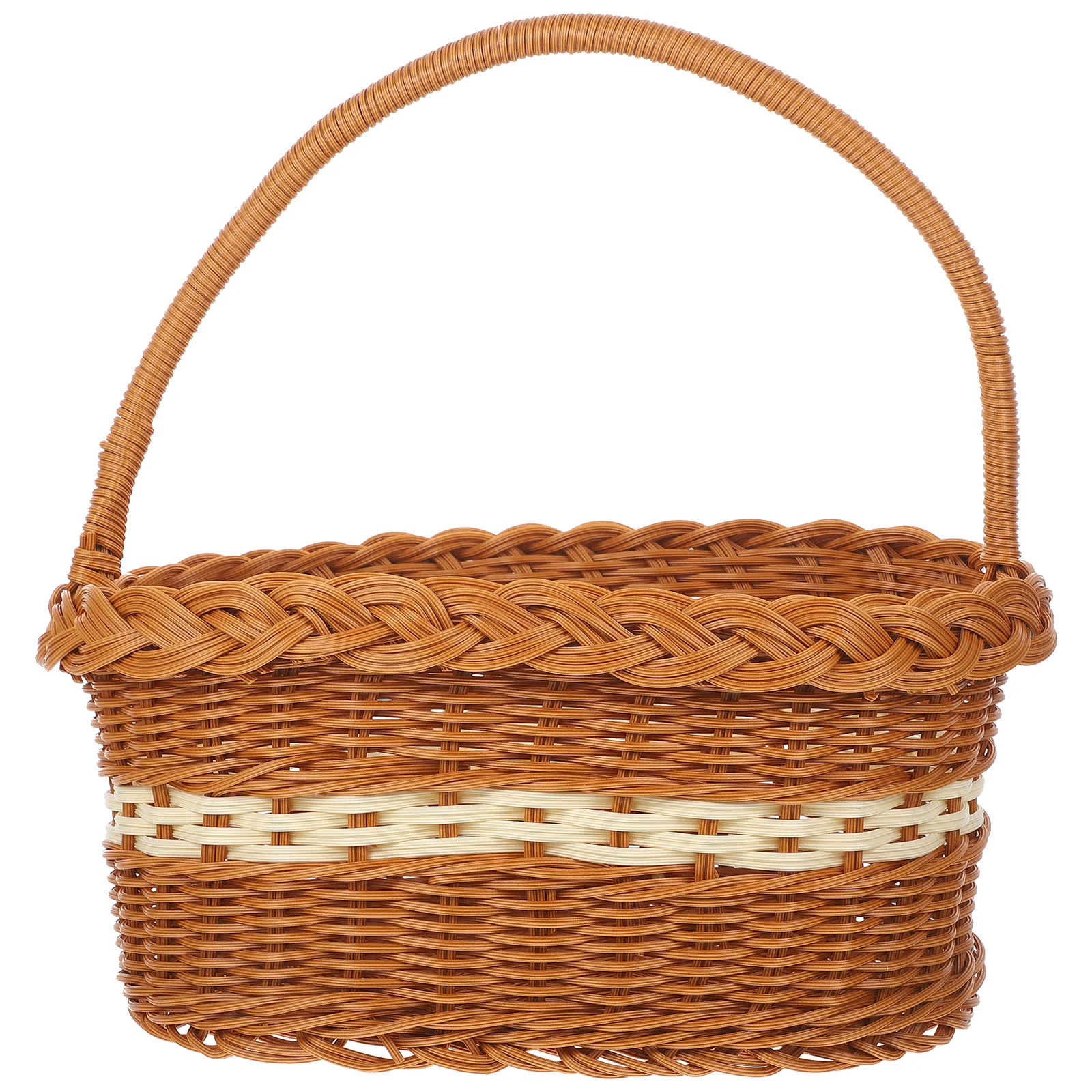 

Handheld Woven Basket Premium Handmade Rustic Fruit Vegetable Storage Holder Lightweight Natural Decoration Basket for Party