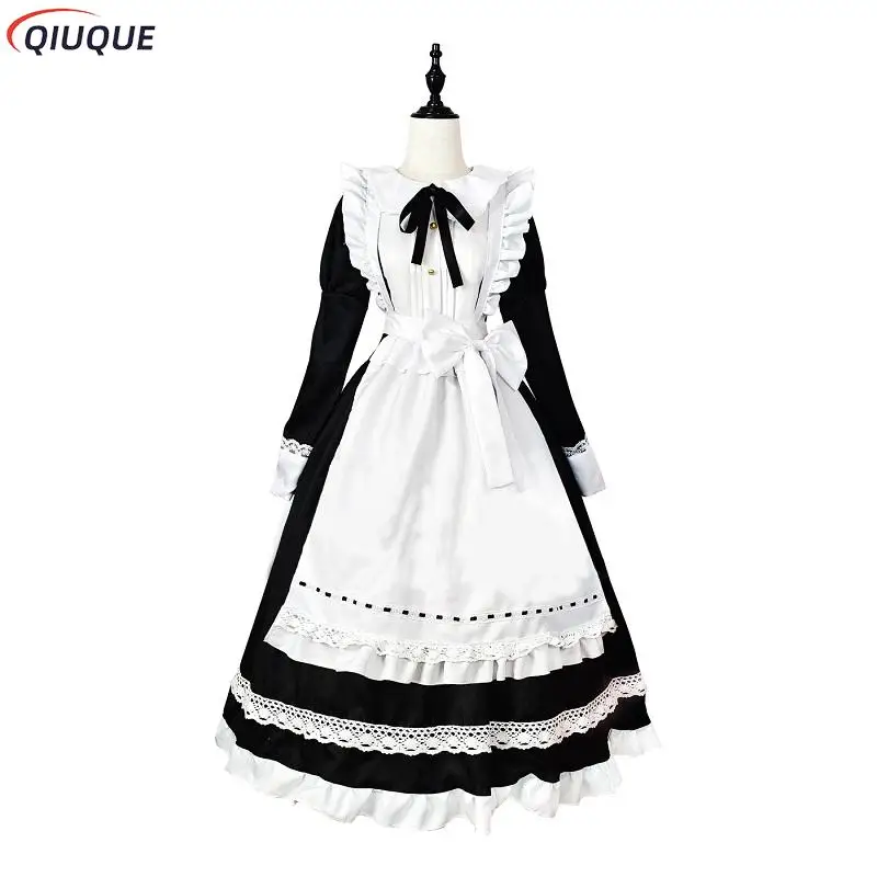 Women Black White Maid Outfit Apron Dress Girls Lolita Dresses Men Cafe Costume Cosplay Costume Горничная Mucama S-5XL