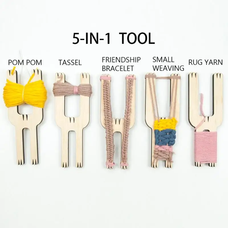 

5 In 1 Wooden Pom Pom Ball Tassel Maker Tassel Fluff Ball Wool Knitting Yarn Crochet Knitting Craft Tools