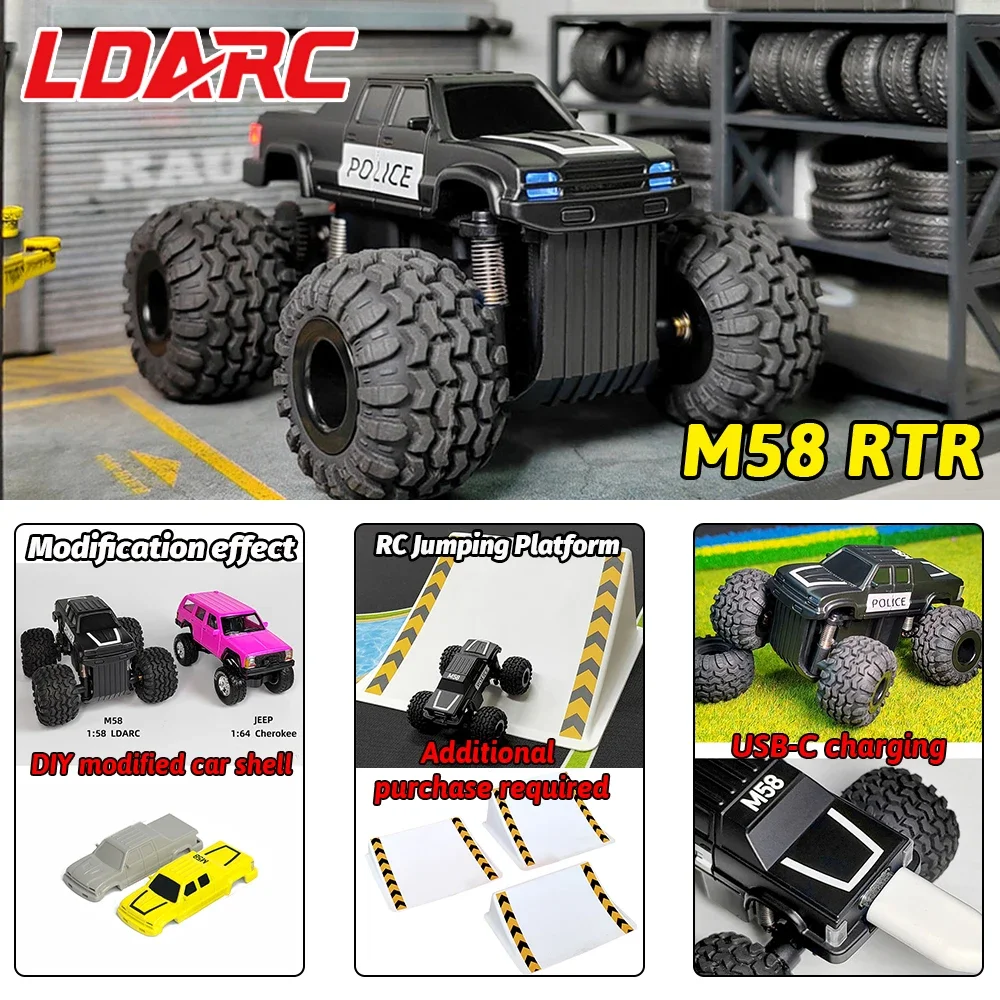 LDARC RC car M58 RTR 2.4GHz 1/58 Electric MINI Mirco RC Electric Remote Control Model Car Adult Children's Tabletop Toys