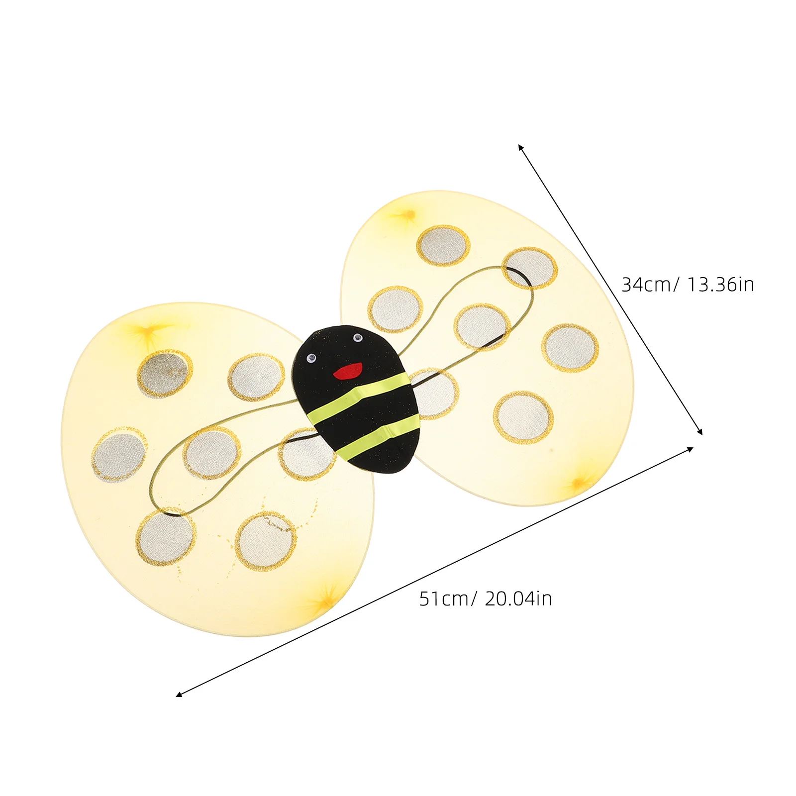 1Set Kids Bee Costume Kit Yellow Outfit Wings Headband Fairy Wand Birthday Party Pretend Play Dress Up Bee Costume Toddler