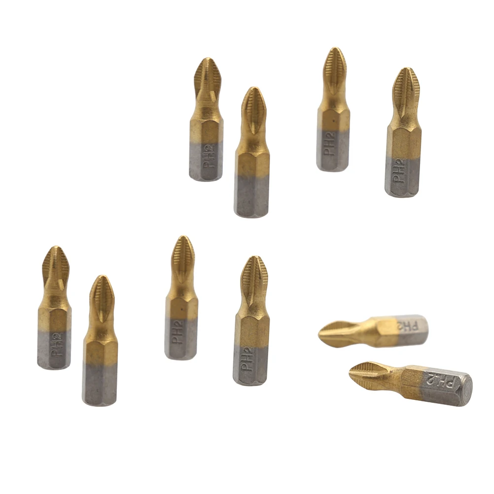 

10pcs Anti-slip PH Screwdriver Bits Magnetic Precision Titanium Coated Set for Electronics Electrician Mechanic Repair Work Tool