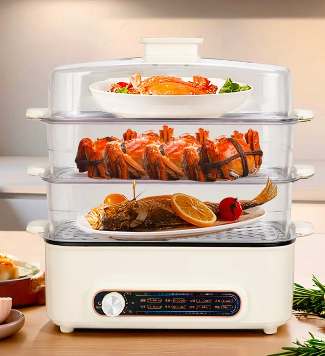 جهاز طهي بالبخار من 3 طبقات: ماكينة إفطار متعددة الطبقات للبيض والخبز والخضروات آمنة ومتينة وموفرة للمساحة