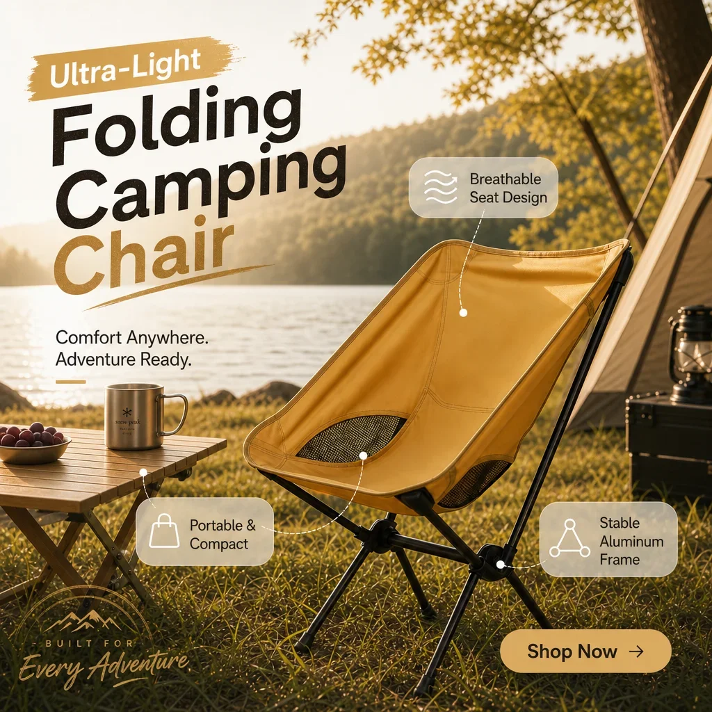 

Foldable Camping Chairs Set Lightweight folding Chair Ultralight Backpacking Moon Chairs for Garden Picnic Beach Fishing