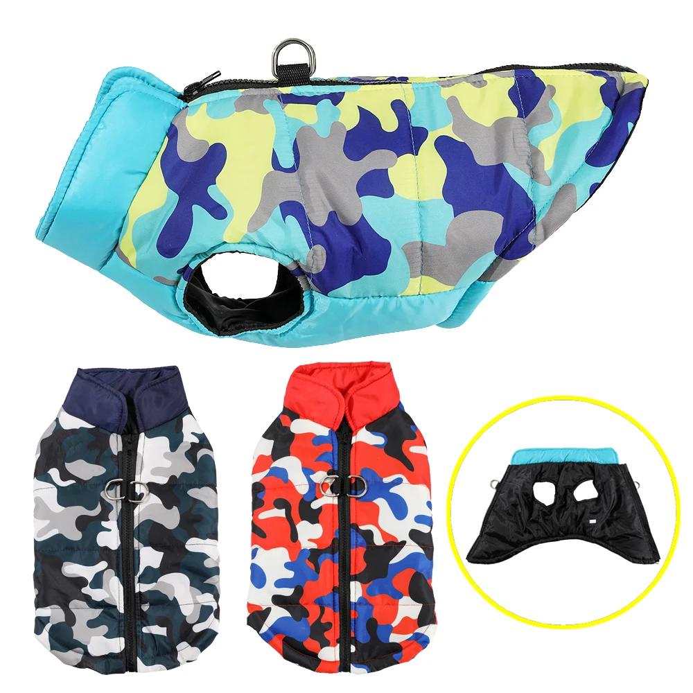 Winterwarme Hundejacke für kleine und mittelgroße Hunde, Katze, winddicht, wasserdicht, mit D-Ring, Welpen-Tarnkleidung, Schnauzer-Haustierkostüm