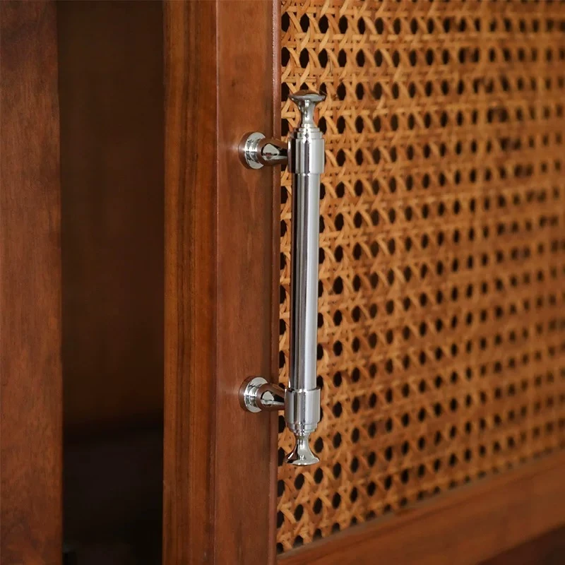 Nordic Chromed Brass Furniture Handles Pulls Luxury Bright Silver Handles for Cabinets and Drawers Kitchen Useful Accessories