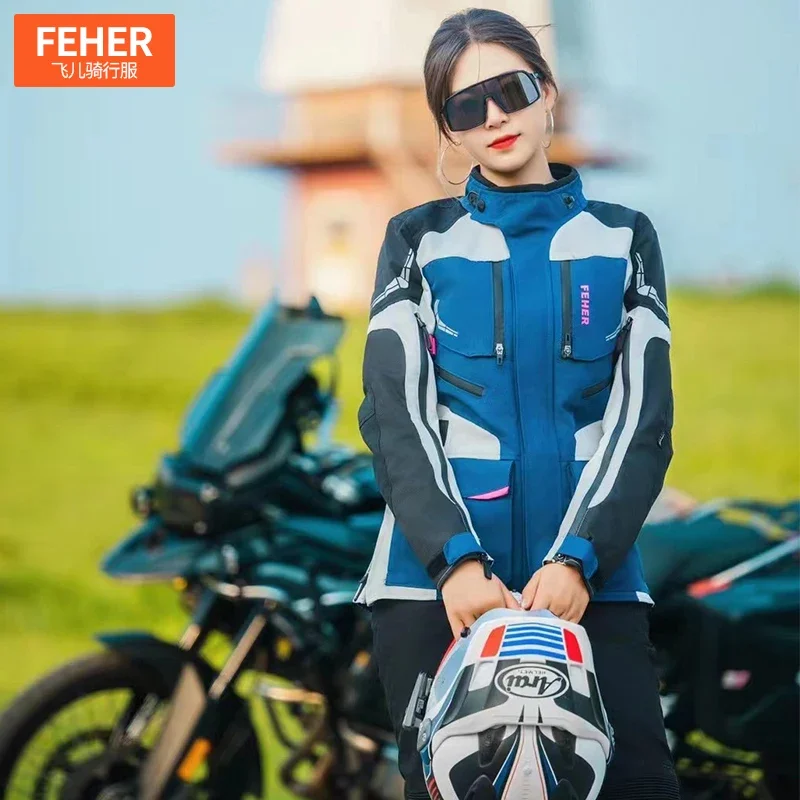 Motorcycle Jacket Suit for Women Winter Motorcycle Anti-fall Waterproof Warm Jacket with CE Protective Motorcycle Winter Clothes