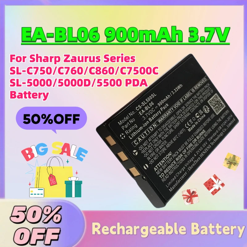 In Stock New EA-BL06 900mAh 3.7V Battery for Sharp Zaurus Series SL-C750/C760/C860/C7500C SL-5000/5000D/5500 PDA Battery
