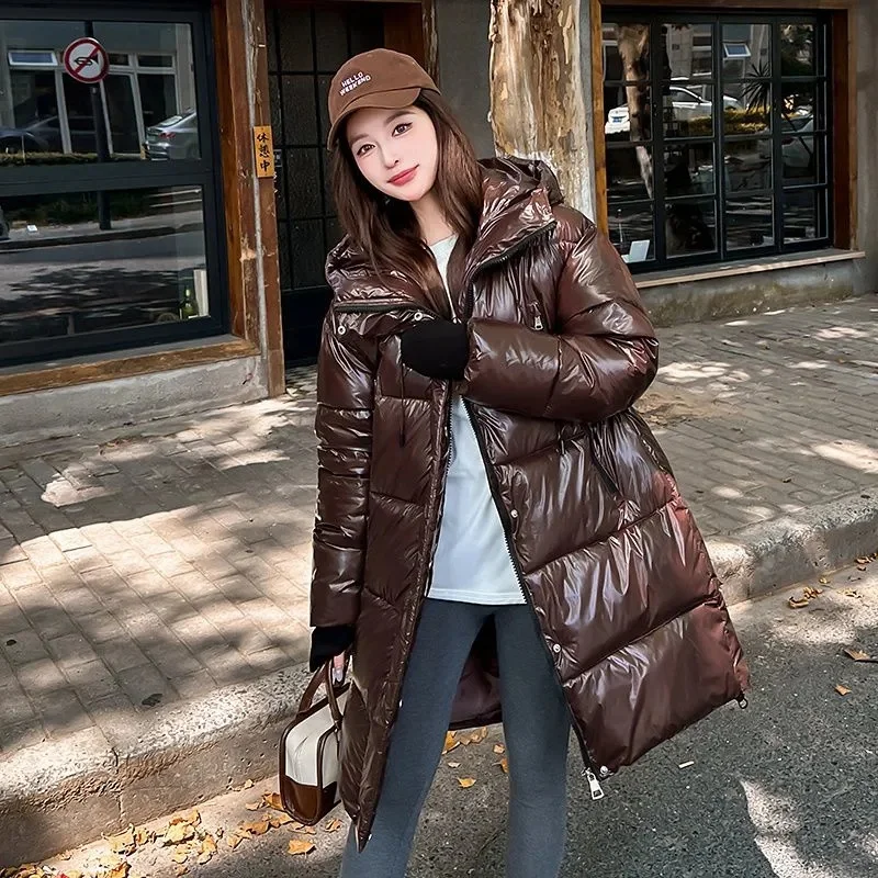 冬のダウンコットンジャケット婦人服ロングパーカーフード付き暖かい冬厚い防水コート女性黒オーバーコート JJ551