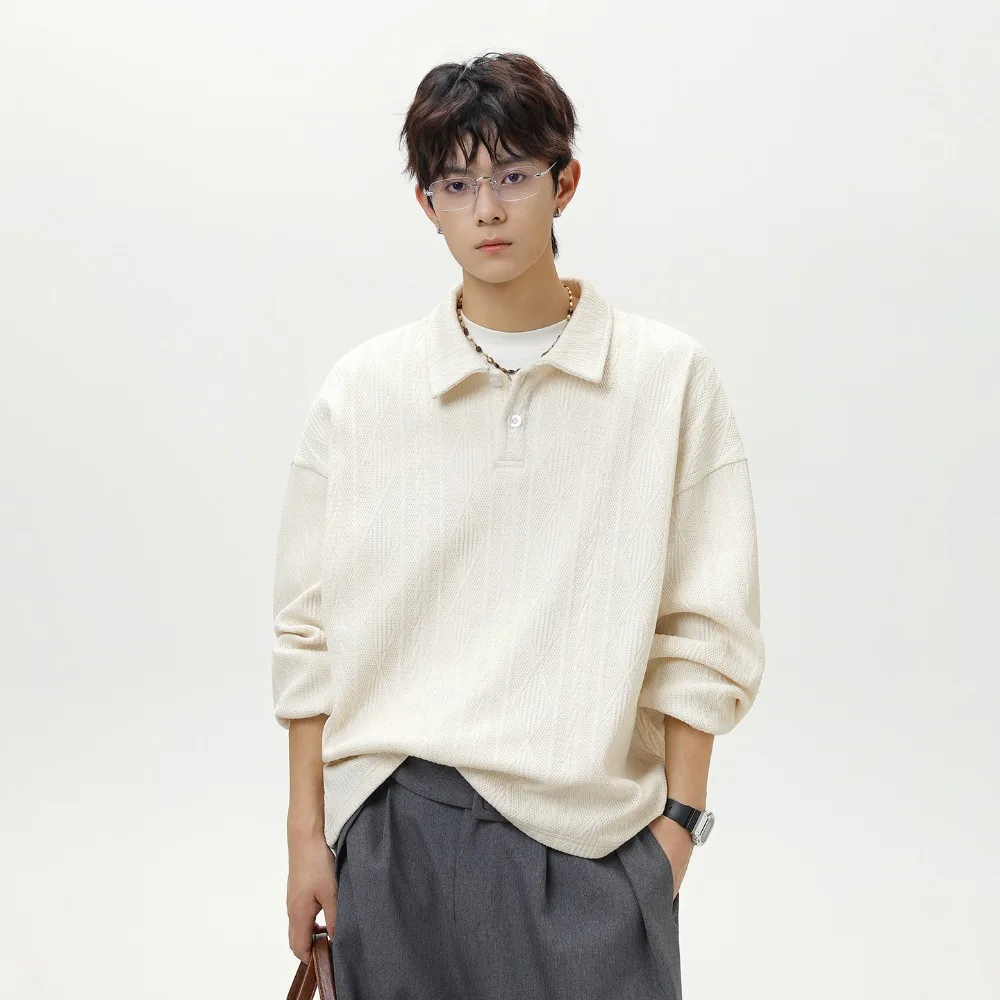 

Autumn Winter New Arrival Casual Wear Fashionable Knitted Pullover Sweater Men's Vintage Collar Pure Color Twist Polo Shirt