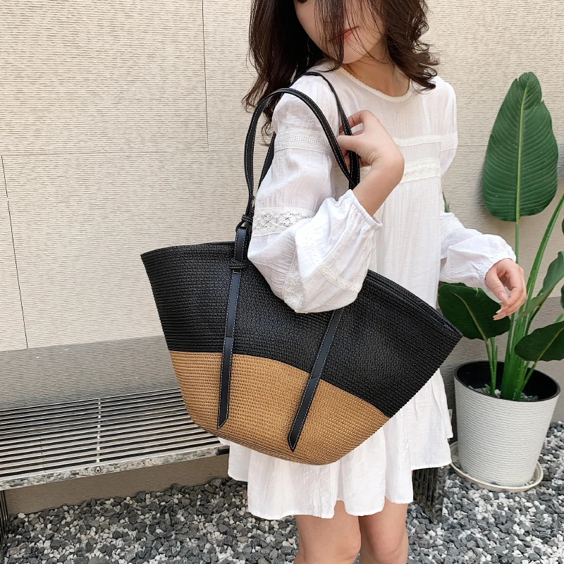 

Ladies Summer Casual Straw Shopping Bag High Quality Eco-Friendly Reusable Handbag Light Messenger Large Capacity Shoulder Bag